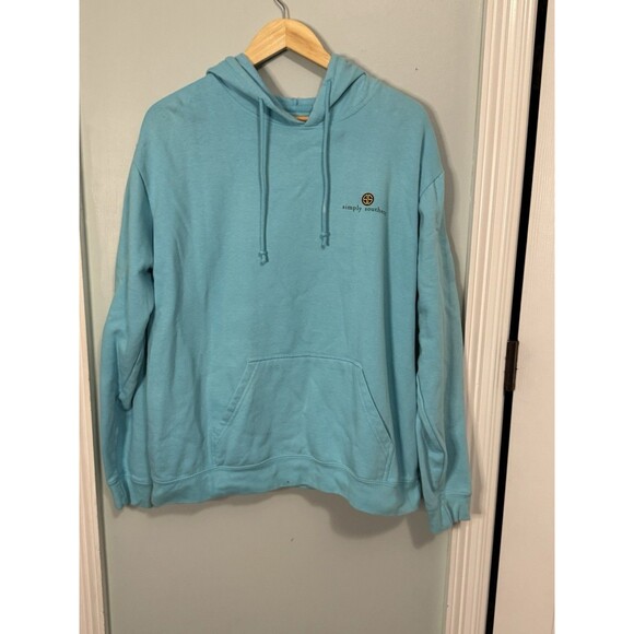 Simply Southern HoodieSweatshirt Teal Blue Size XL  Strong And Courageous - Picture 1 of 9